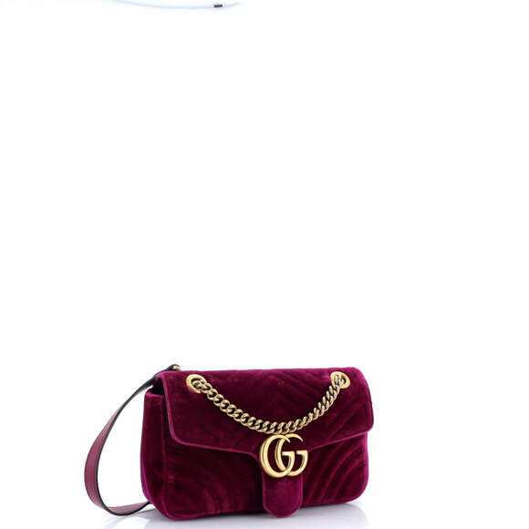 Gucci Small GG Marmont Flap Bag Matelasse Velvet - Picture 2 of 6